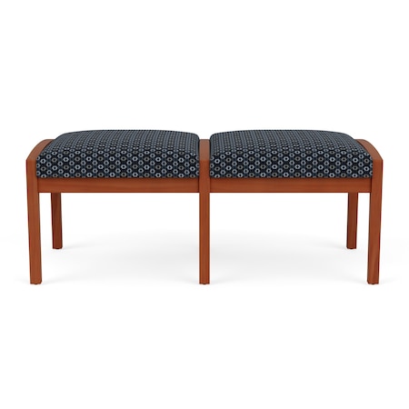 Lesro Lenox Wood 2 Seat Bench Wood Frame, Cherry, RS Night Sky Upholstery LW2001